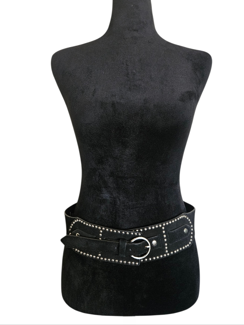 Lucky Brand Black Studded Suede Stretch Whimsigoth Waist Belt Size S/M